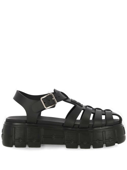 black caged design round toe appliqué logo Miu Miu | 5X140EF-0503LKKF0002